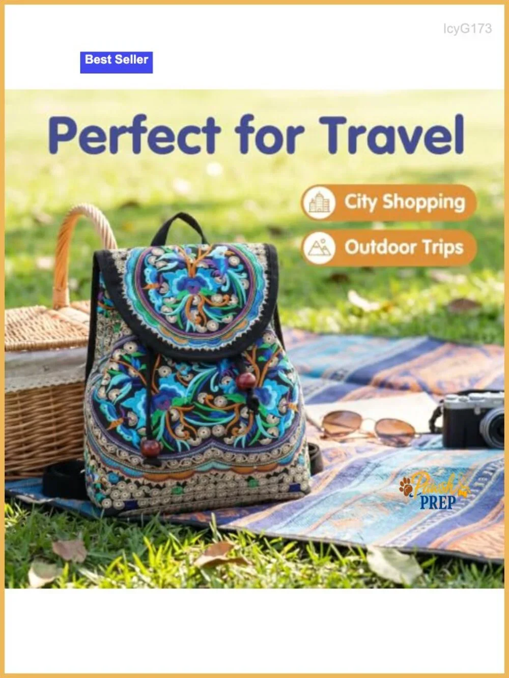 Embroidered Backpack Purse for Women - Boho Canvas Daypack Travel